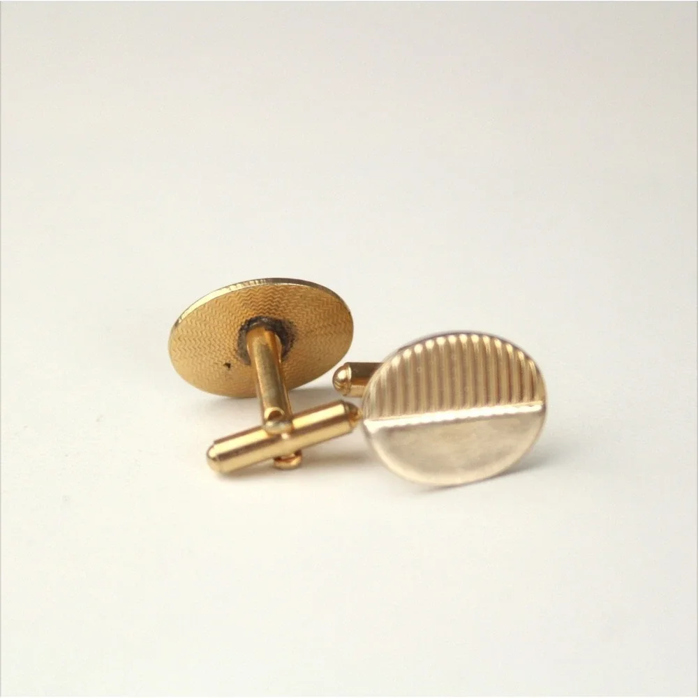 Vintage Men's‎ Gold Tone Rectangle Cufflinks Formal Shirt Accessories